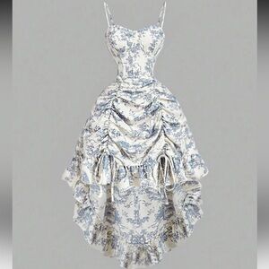 Elegant Blue and White Women's Dress